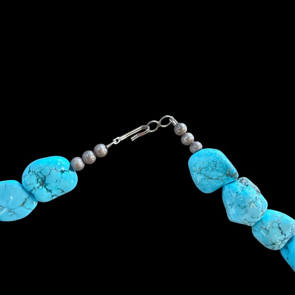 Turquoise Nugget Necklace & Drop Earrings Set Southwestern  Statement Jewelry - Picture 6 of 7